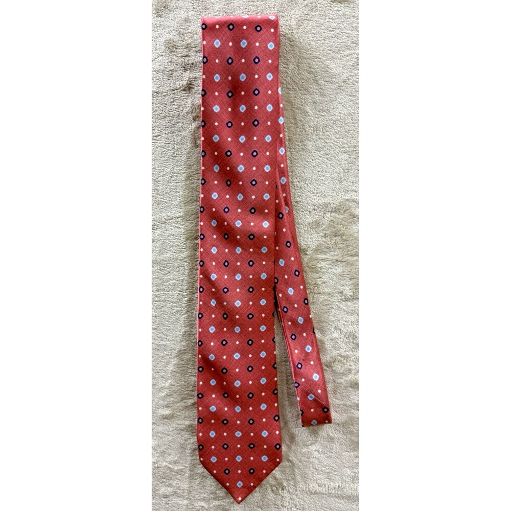 Dolcepunta Orange Circular Geo Pattern Luxury Hand Made In Italy Men's Tie